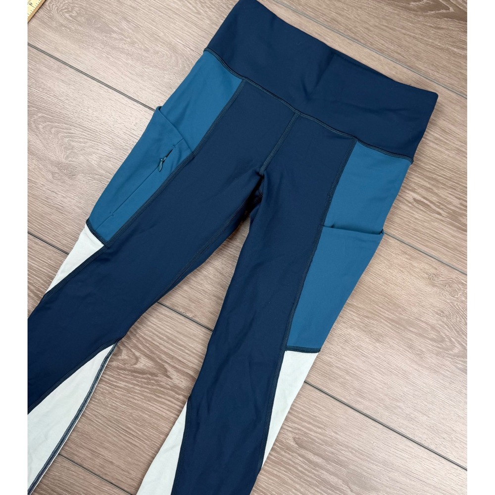 Athleta Womens Leggings Colorblock High Rise Pockets Blue XS